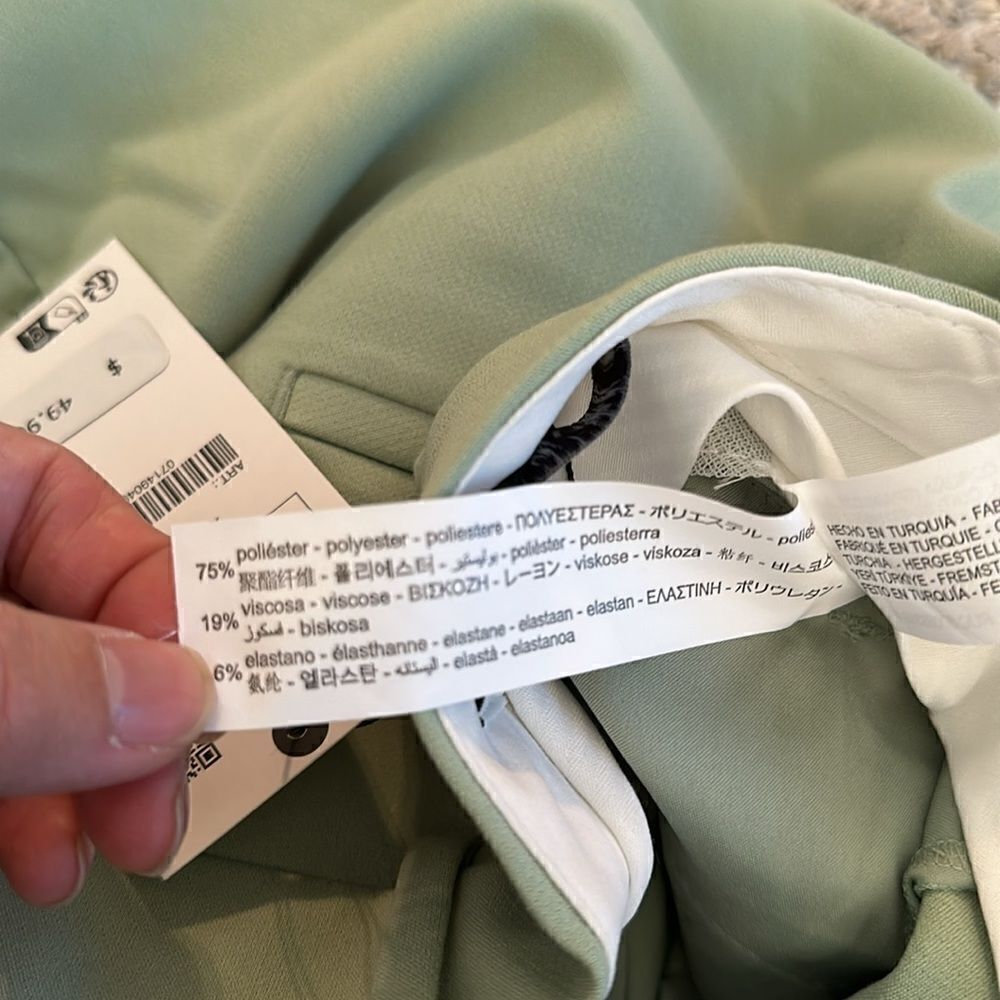 ZARA Light Green High Rise Pleated Shorts NWT Size S XL - Picture 13 of 15